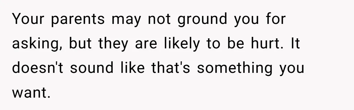 Your parents may not ground you for asking, but they are likely to be hurt. It doesn't sound like that's something you want.