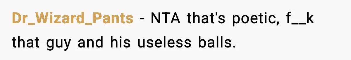 Dr_Wizard_Pants − NTA that's poetic, f__k that guy and his useless balls.