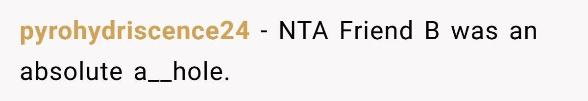 pyrohydriscence24 − NTA Friend B was an absolute a__hole.