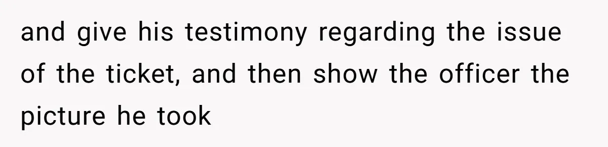 and give his testimony regarding the issue of the ticket, and then show the officer the picture he took