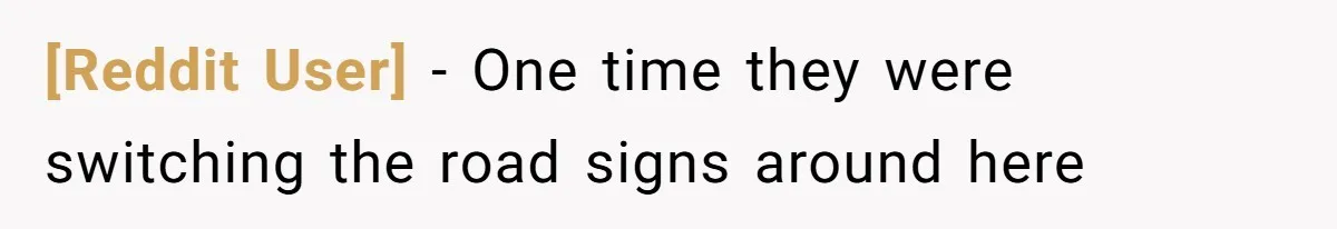 [Reddit User] − One time they were switching the road signs around here