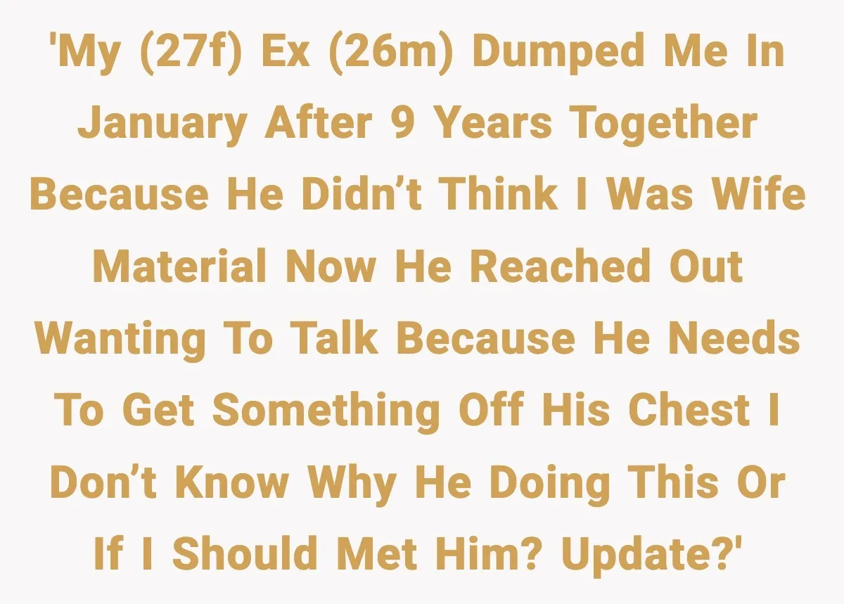 'My (27f) ex (26m) dumped me in January after 9 years together because he didn’t think i was wife material now he reached out wanting to talk because he needs...