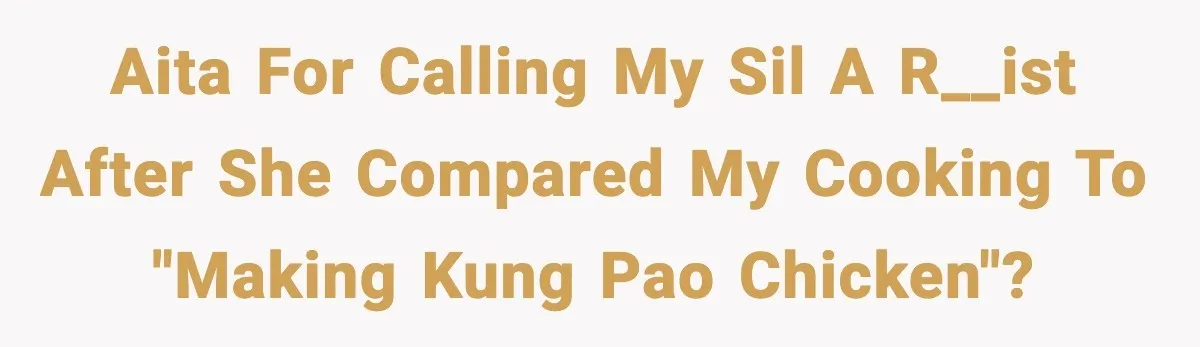 AITA for calling my SIL a r__ist after she compared my cooking to "making kung pao chicken"?