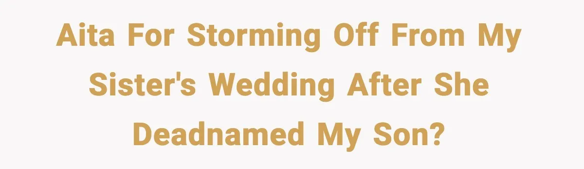 AITA for storming off from my sister's wedding after she deadnamed my son?