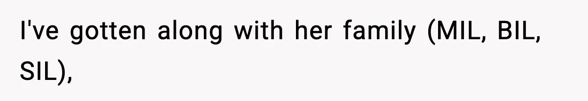 I've gotten along with her family (MIL, BIL, SIL),