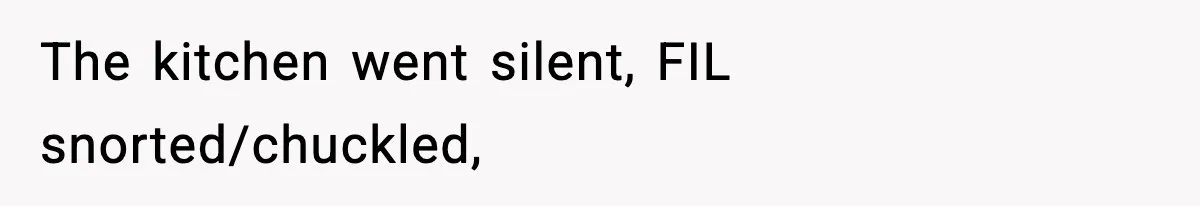 The kitchen went silent, FIL snorted/chuckled,