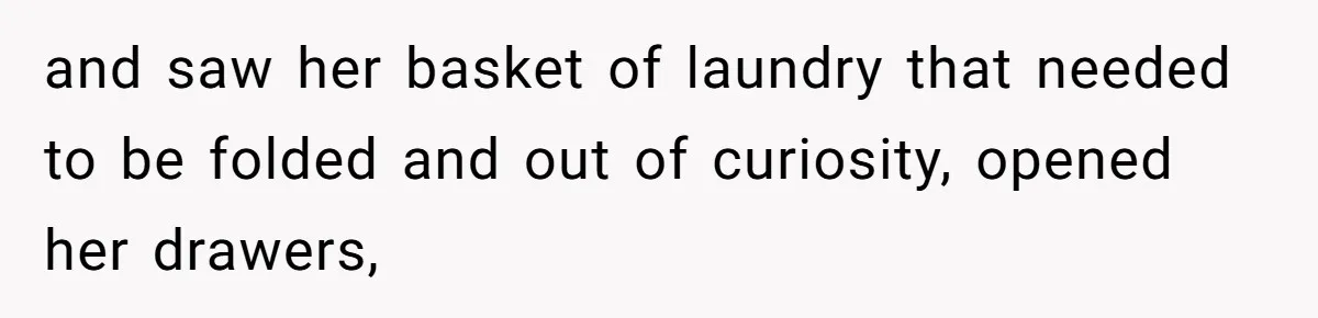and saw her basket of laundry that needed to be folded and out of curiosity, opened her drawers,