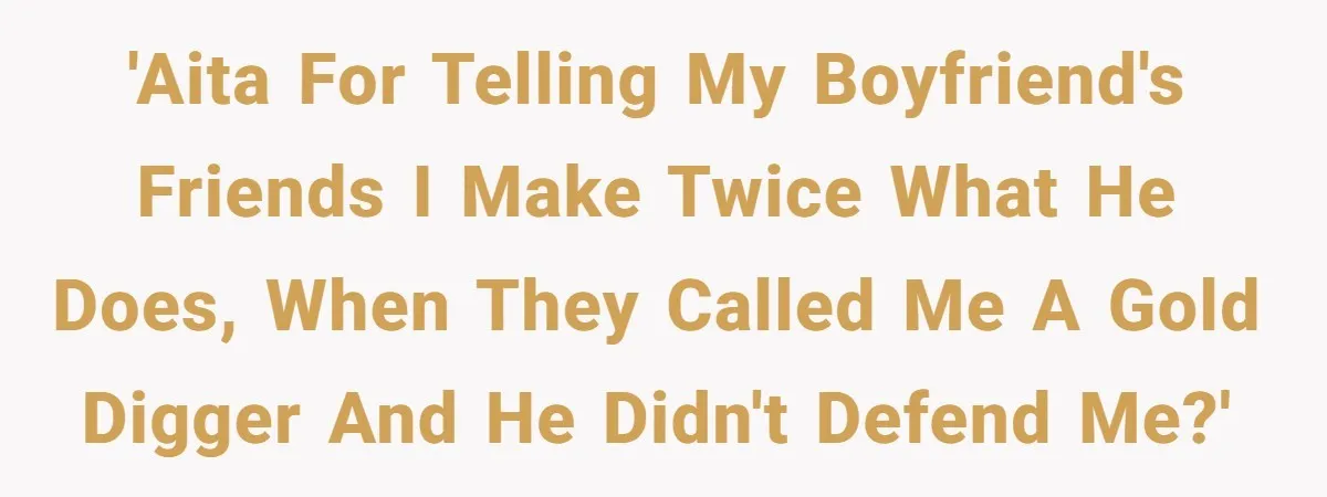 Girlfriend Calls Out Boyfriend’s Friends For Calling Her A Gold Digger, Now He’s Mad At Her 'AITA for telling my boyfriend's friends I make twice what he does, when they called me a gold digger and he didn't defend me?'