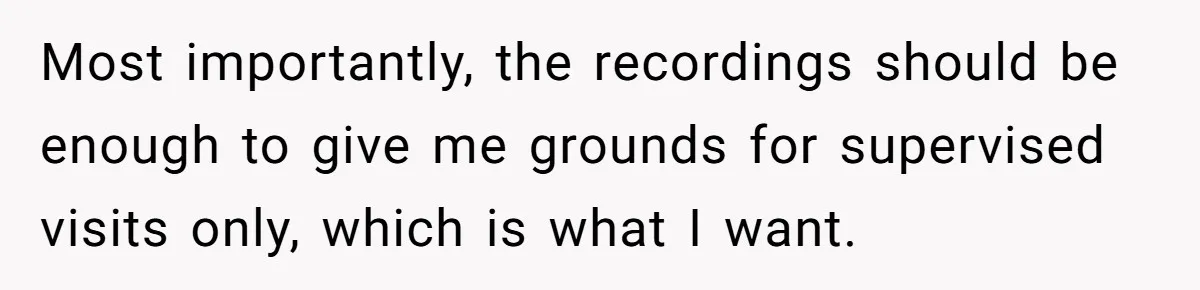 Father Yells At Ex After She Criticizes Him For Teaching His Daughters About Periods Most importantly, the recordings should be enough to give me grounds for supervised visits only, which is what I want.