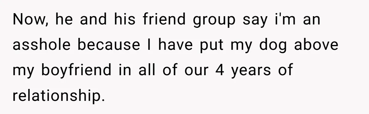 He Said He Loved Dogs. Then He “Lost” Her Senior Pup Milo. The Truth Broke the Internet. Now, he and his friend group say i'm an asshole because I have put my dog above my boyfriend in all of our 4 years of relationship.