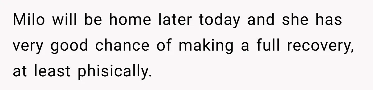 He Said He Loved Dogs. Then He “Lost” Her Senior Pup Milo. The Truth Broke the Internet. Milo will be home later today and she has very good chance of making a full recovery, at least phisically.