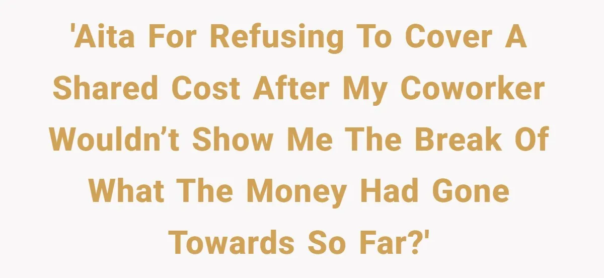 'AITA for refusing to cover a shared cost after my coworker wouldn’t show me the break of what the money had gone towards so far?'