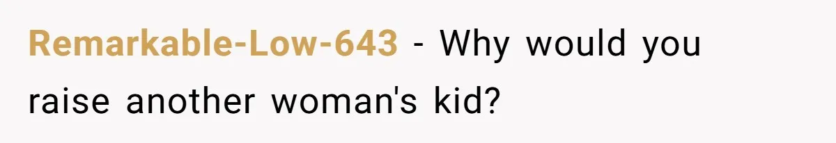 Remarkable-Low-643 − Why would you raise another woman's kid?