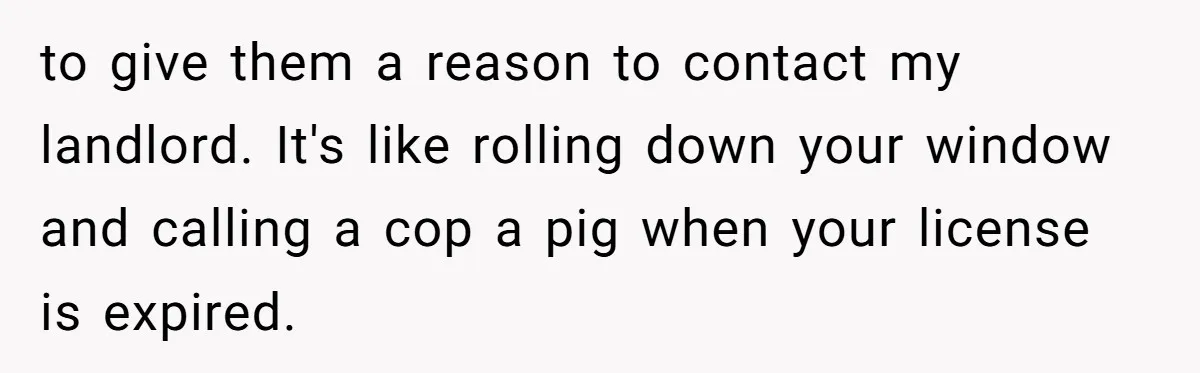 to give them a reason to contact my landlord. It's like rolling down your window and calling a cop a pig when your license is expired.