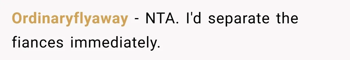 Husband Ends Five-Year Marriage Instantly After Finding Wife’s Brother Lounging On Their Couch Ordinaryflyaway − NTA. I'd separate the fiances immediately.