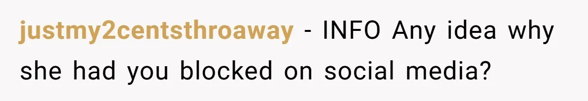 He Bought the Beer for the Party - Then Learned He Wasn’t Even Invited justmy2centsthroaway − INFO Any idea why she had you blocked on social media?