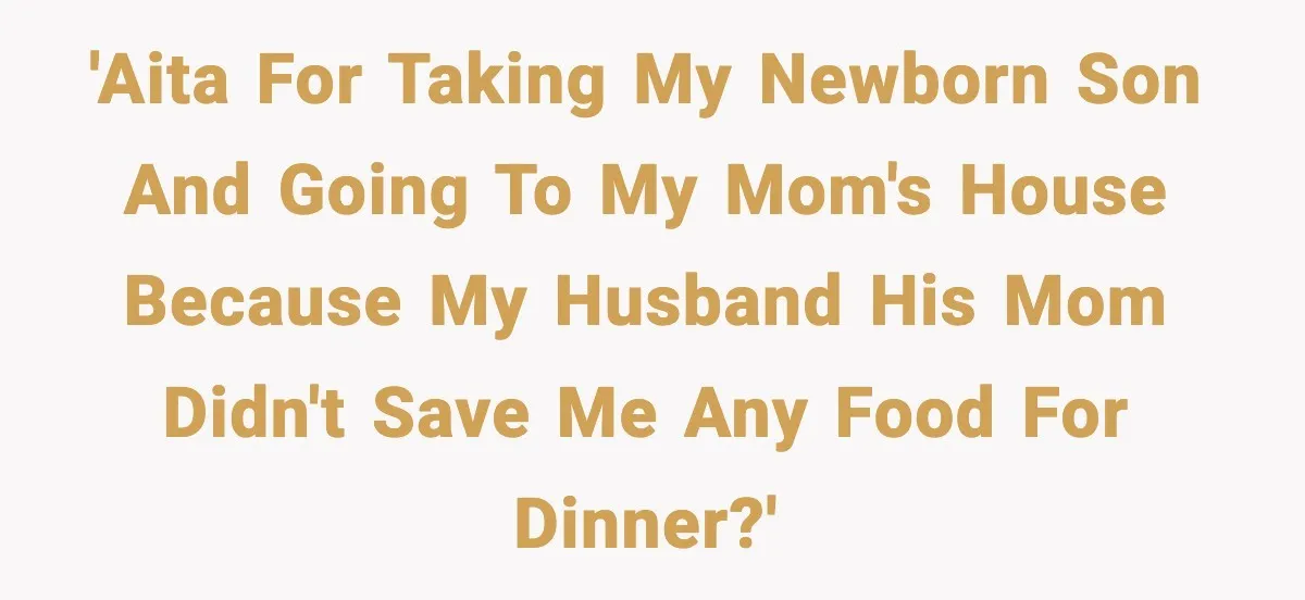 New Mom Storms Out After Husband's Mom Doesn’t Save Her Any Food 'AITA for taking my newborn son and going to my mom's house because my husband his mom didn't save me any food for dinner?'