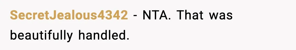 SecretJealous4342 − NTA. That was beautifully handled.