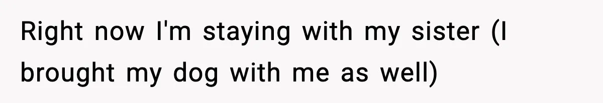 Wife Walks Out Of Airport After Discovering Husband Secretly Invited His Mom On Their Trip Right now I'm staying with my sister (I brought my dog with me as well)
