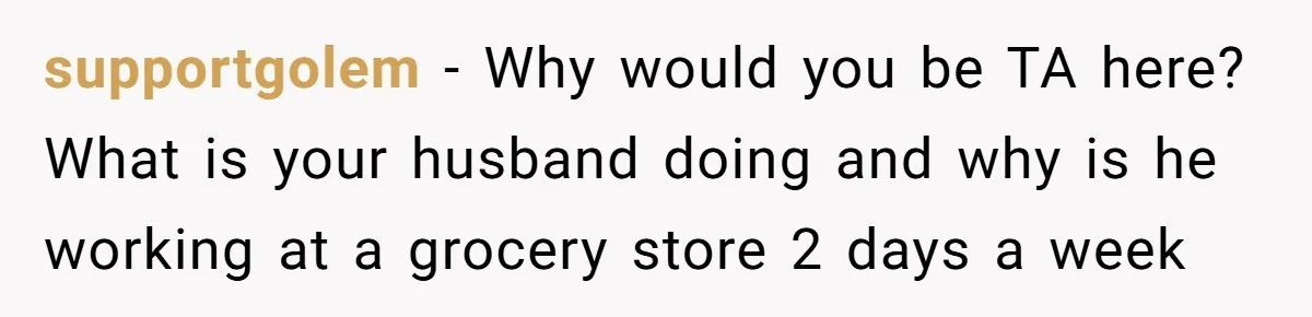 Burned-Out ICU Nurse Finally Snaps After Husband Blows Off Their First Free Saturday In 18 Months supportgolem − Why would you be TA here? What is your husband doing and why is he working at a grocery store 2 days a week