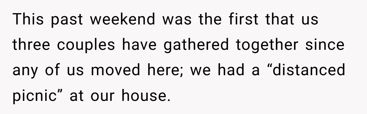 Wife Left Doing Every Chore Alone Snaps And Brands Husband’s “Southern Culture” Garbage This past weekend was the first that us three couples have gathered together since any of us moved here; we had a “distanced picnic” at our house.