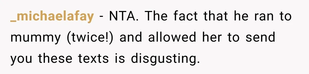Husband Threatens Divorce Over Baby’s Looks, Gets Burned By Wife’s ‘I Told You So’ Moment _michaelafay − NTA. The fact that he ran to mummy (twice!) and allowed her to send you these texts is disgusting.