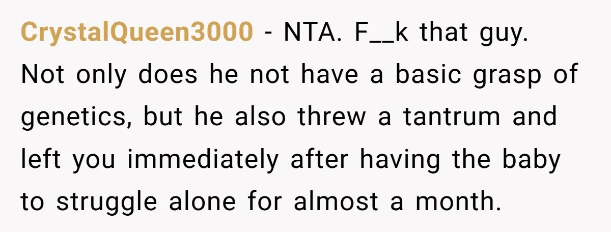 Husband Threatens Divorce Over Baby’s Looks, Gets Burned By Wife’s ‘I Told You So’ Moment CrystalQueen3000 − NTA. F__k that guy. Not only does he not have a basic grasp of genetics, but he also threw a tantrum and left you immediately after having the...