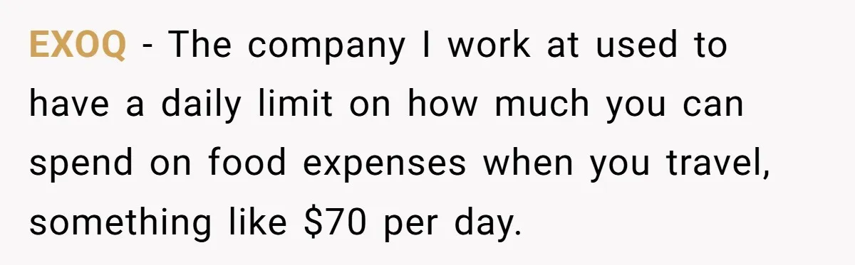 When The Boss Said £40 Was The Limit, Consultant Bought Meals For The Homeless To Make Sure He Hit It EXOQ − The company I work at used to have a daily limit on how much you can spend on food expenses when you travel, something like $70 per day.