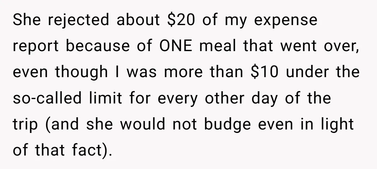 When The Boss Said £40 Was The Limit, Consultant Bought Meals For The Homeless To Make Sure He Hit It She rejected about $20 of my expense report because of ONE meal that went over, even though I was more than $10 under the so-called limit for every other day...