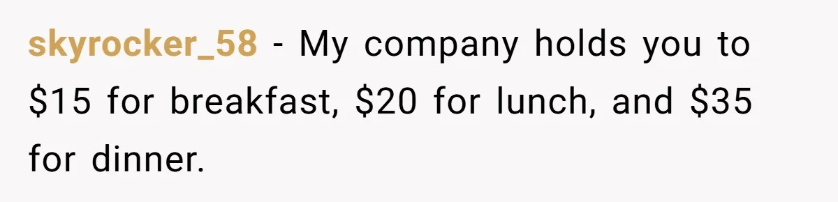 When The Boss Said £40 Was The Limit, Consultant Bought Meals For The Homeless To Make Sure He Hit It skyrocker_58 − My company holds you to $15 for breakfast, $20 for lunch, and $35 for dinner.