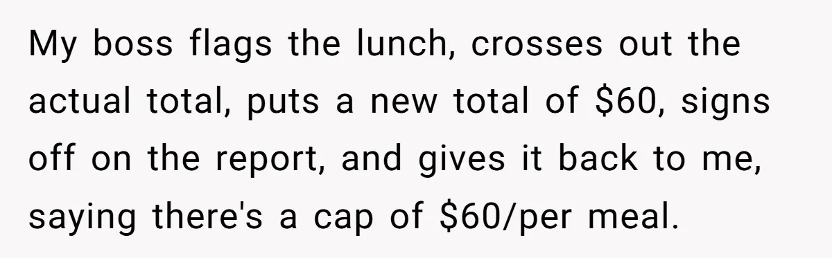 When The Boss Said £40 Was The Limit, Consultant Bought Meals For The Homeless To Make Sure He Hit It My boss flags the lunch, crosses out the actual total, puts a new total of $60, signs off on the report, and gives it back to me, saying there's a...