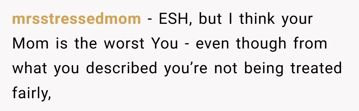 Sibling Keeps Bringing Up a Decade-Old Loss Whenever Mom Shows Favor - Younger Sister Reaches Breaking Point mrsstressedmom − ESH, but I think your Mom is the worst You - even though from what you described you’re not being treated fairly,