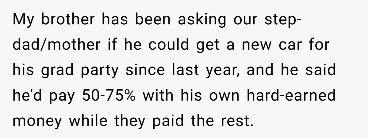 Stepdad Mocks Teen With Fake Car Gift, Freaks Out When Teen Fires Back My brother has been asking our step-dad/mother if he could get a new car for his grad party since last year, and he said he'd pay 50-75% with his own...