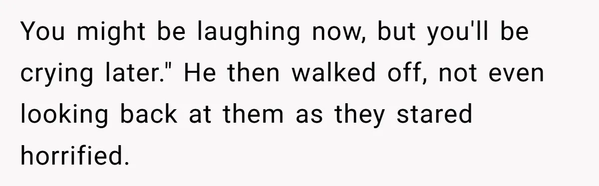 Stepdad Mocks Teen With Fake Car Gift, Freaks Out When Teen Fires Back You might be laughing now, but you'll be crying later." He then walked off, not even looking back at them as they stared horrified.