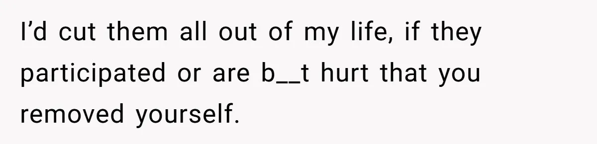 Woman Leaves Wedding Early After Being Humiliated By Couple’s Arbitrary Rules I’d cut them all out of my life, if they participated or are b__t hurt that you removed yourself.