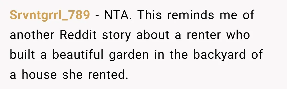 Roommate Demands He Moves Out Fast Then Panics When He Takes 'His Stuffs Only' Srvntgrrl_789 − NTA. This reminds me of another Reddit story about a renter who built a beautiful garden in the backyard of a house she rented.