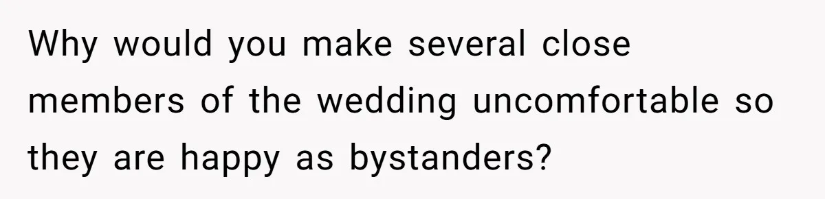 Mom Forces Tomboy Teen Into A Dress For The Wedding, Bride Steps In And All Hell Breaks Loose Why would you make several close members of the wedding uncomfortable so they are happy as bystanders?