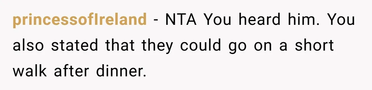 Son Wanted Mom To Cancel A 40-Year Tradition For His New Girlfriend, Her Answer Went Viral princessofIreland − NTA You heard him. You also stated that they could go on a short walk after dinner.