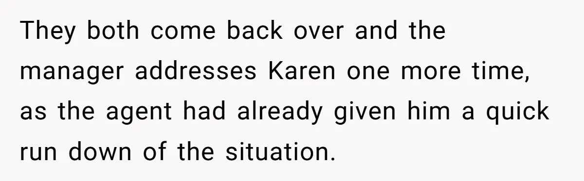 Airport Manager Reassigns Entitled Passenger's Seat To Disabled Traveler After Mask Tantrum Escalates They both come back over and the manager addresses Karen one more time, as the agent had already given him a quick run down of the situation.