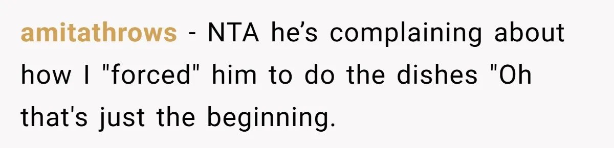 Boyfriend Sneaks Cheese Into Girlfriend’s Taco Despite Her Allergy, Then Whines When She Makes Him Do The Dishes amitathrows − NTA he’s complaining about how I "forced" him to do the dishes "Oh that's just the beginning.