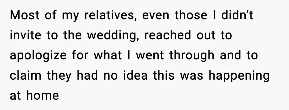 When Parents Cheer Only for Their ‘Golden’ Son, Daughter Says ‘Bye’ at Her Wedding Most of my relatives, even those I didn’t invite to the wedding, reached out to apologize for what I went through and to claim they had no idea this was...