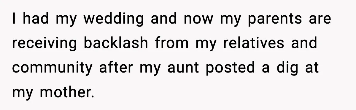 When Parents Cheer Only for Their ‘Golden’ Son, Daughter Says ‘Bye’ at Her Wedding I had my wedding and now my parents are receiving backlash from my relatives and community after my aunt posted a dig at my mother.