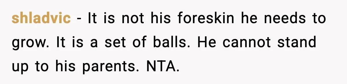 Girlfriend Fires Back After Boyfriend Demands Headscarf Once They Get Engaged shladvic - It is not his foreskin he needs to grow. It is a set of balls. He cannot stand up to his parents. NTA.