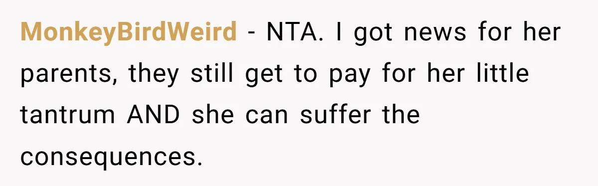 Bryce’s Parents Call Out Ex-Girlfriend After She Smashes His Christmas Car MonkeyBirdWeird − NTA. I got news for her parents, they still get to pay for her little tantrum AND she can suffer the consequences.