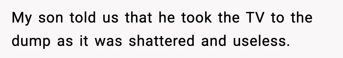 Dad Catches Son Stealing The Family TV On Security Footage, Is He Right To Call Police? My son told us that he took the TV to the dump as it was shattered and useless.