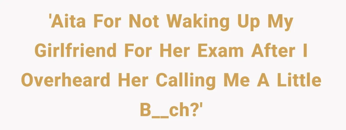 Girlfriend Brags About Controlling Her Boyfriend, Then Loses It When He Stops Playing Along 'AITA for not waking up my girlfriend for her exam after I overheard her calling me a little b__ch?'