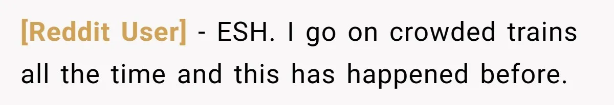 [Reddit User] − ESH. I go on crowded trains all the time and this has happened before.
