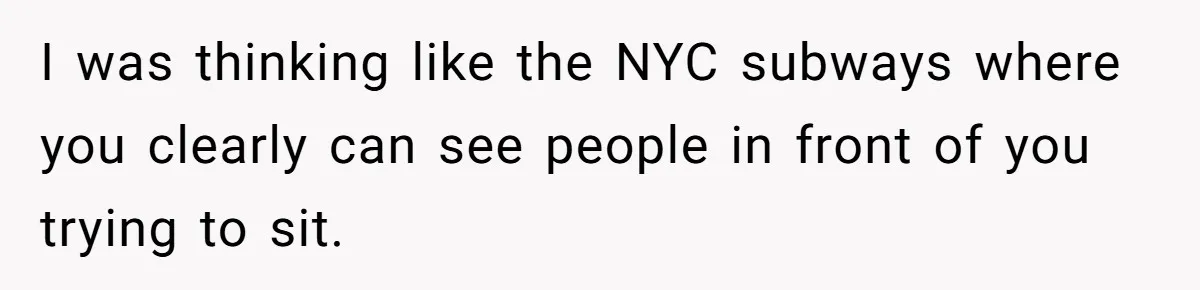Woman Saves a Seat With Her Bag, Melts Down When Someone Tries to Sit - Did OP Go Too Far With the Clapback? I was thinking like the NYC subways where you clearly can see people in front of you trying to sit.