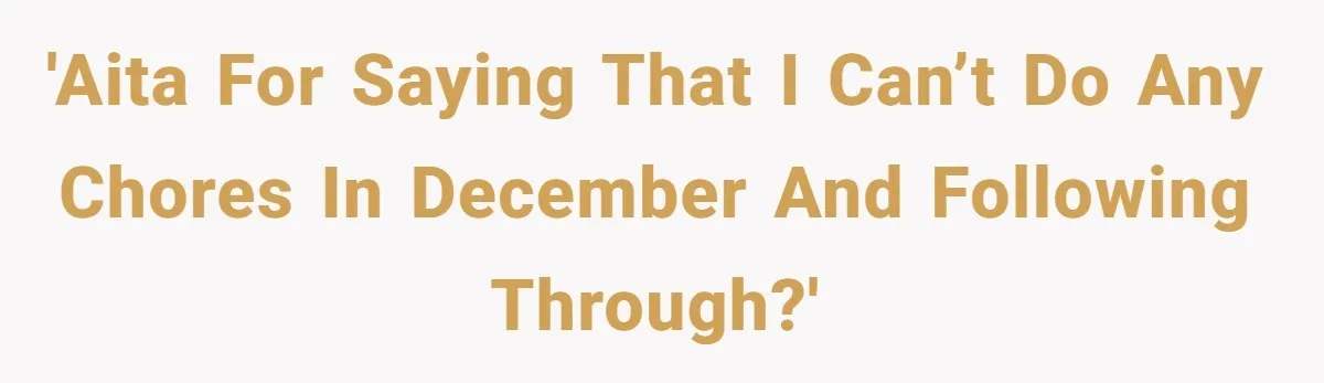 Girlfriend Refuses December Chores, Boyfriend Calls Her “Lazy” While Living In Her House 'AITA for saying that i can’t do any chores in December and following through?'