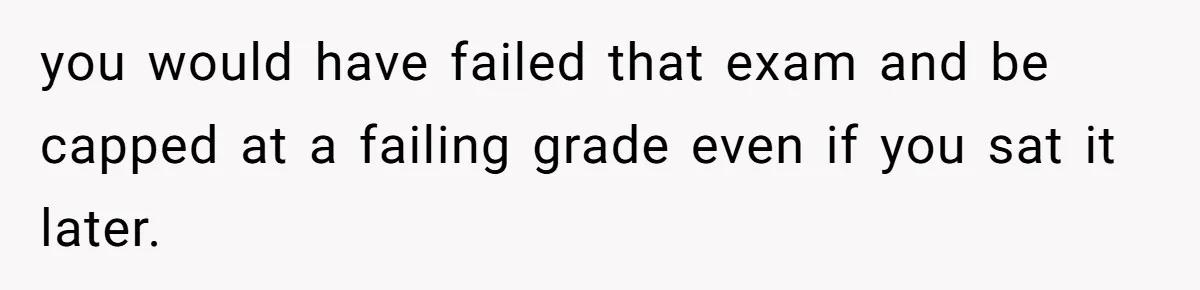 Her Husband Sabotaged Her Future Over a Party - and Thought She Wouldn’t Notice you would have failed that exam and be capped at a failing grade even if you sat it later.